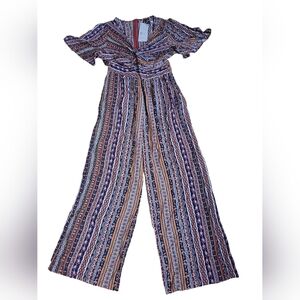 Emery Rose Boho Print Butterfly Sleeve Wide Leg Jumpsuit Size S NWT